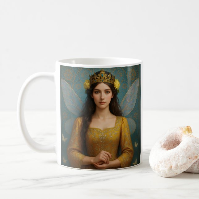 Caneca De Café 007_A fairy princess in golden yellow.  (Com Donut)