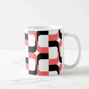 Caneca De Café 020614 - Black and Tropical Pink on White (Rosa tr