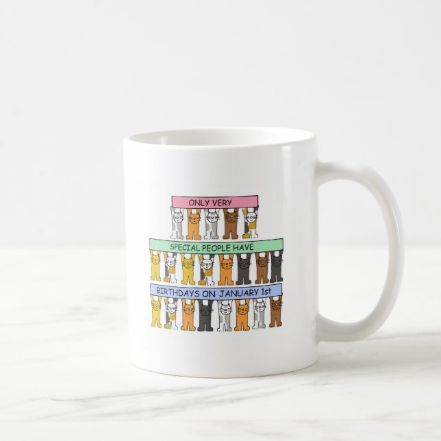 Caneca De Café 1º de janeiro aniversário, gatos bonitos dos (Direita)
