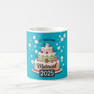Caneca De Café 1º Natal Casados 2025   Bolo de Feriado Festivo