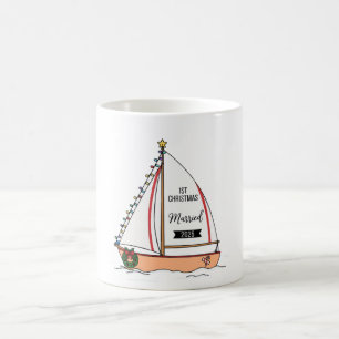 Caneca De Café 1º Natal Casados 2025 Fofo Náutico