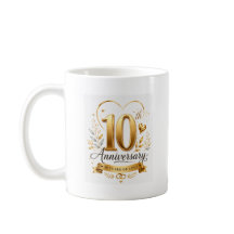 10º Aniversário 10 Anos de Amor Design Dourado