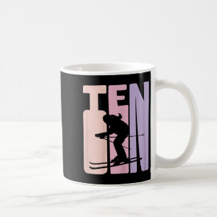 Caneca De Café 10º Aniversário Rapariga Retro Esqui Skier 10 Anos