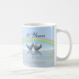 Caneca De Café 10º Aniversário Tin Hearts