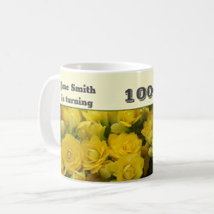 Caneca De Café 100º Aniversário Flor Amarelo Floral