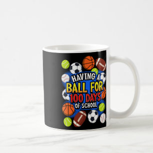 Caneca De Café 100º Dia De Escola Basquetebol Futebol Soccer Meni