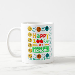 Caneca De Café 100º Dia de Escola Rosto Sorriso Fofo 
