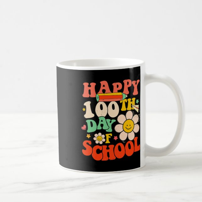 Caneca De Café 100.º Dia De Professores Crianças De 100 Dias Retr (Direita)