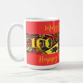 Caneca De Café 100 Aniversário Joyful Floral