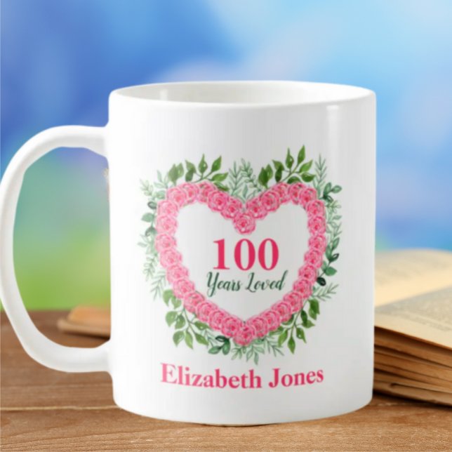 Caneca De Café 100 anos amados personalizados 100.º Aniversário d (Criador carregado)