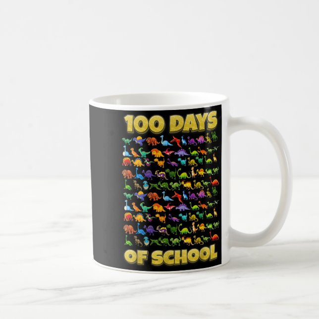 Caneca De Café 100 Days Of School Dinosaur 100 Days Smarter  (Direita)