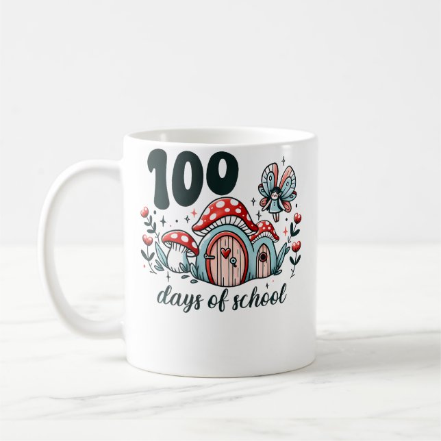 Caneca De Café 100 Days Of School Fairy Mushroom Magic (Esquerda)