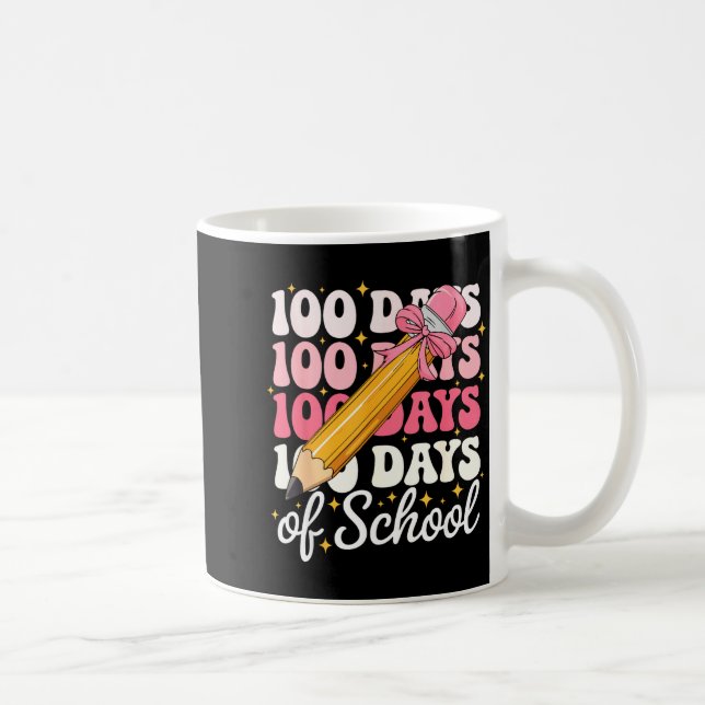 Caneca De Café 100 Days Of School Girls Coquette Bow 100th Day Of (Direita)
