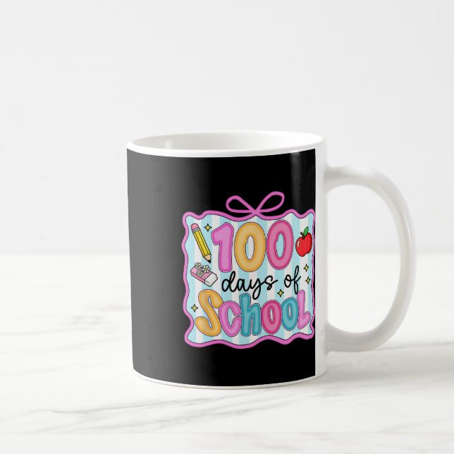 Caneca De Café 100 Days Of School Preppy Coquette Bow 100th Day T (Direita)