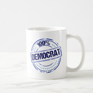 Caneca De Café 100% Democrata Orgulhosa Foca Azul