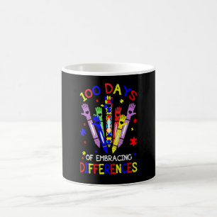 Caneca De Café 100 Dias Abraçando Diferenças Autismo 100º Dia