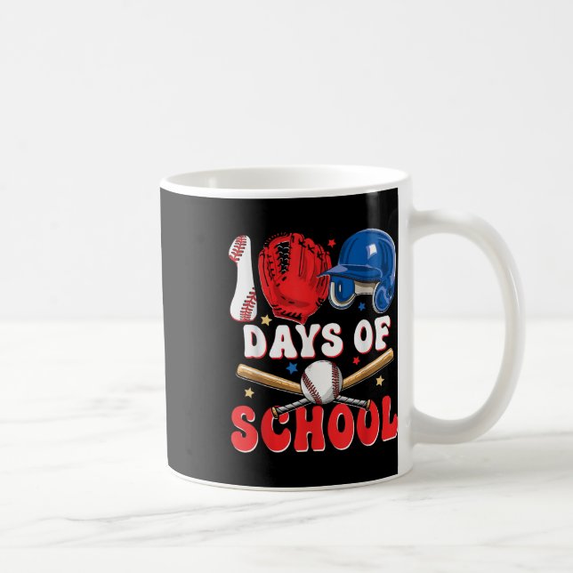 Caneca De Café 100 Dias De Basebol Escolar 100.º Dia Para Rapazes (Direita)