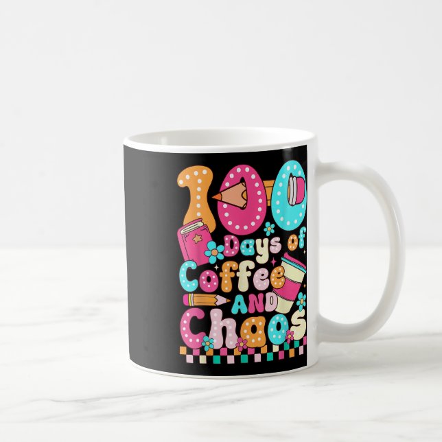 Caneca De Café 100 Dias De Café &amp; Professor De Caos Retro 10 (Direita)