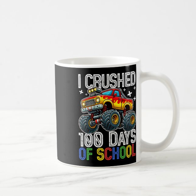 Caneca De Café 100 Dias De Caminhão De Monstro Escolar 100.º Dia  (Direita)
