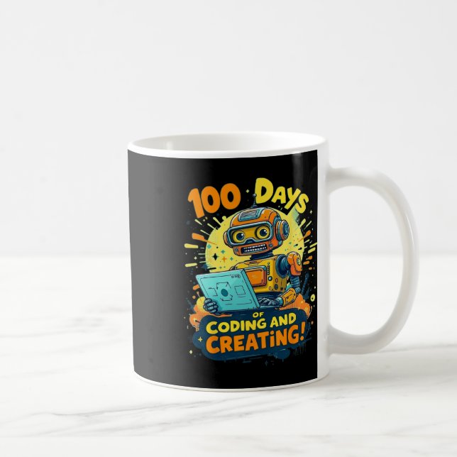 Caneca De Café 100 Dias De Codificação E Crio Do Robô 100 Dias De (Direita)