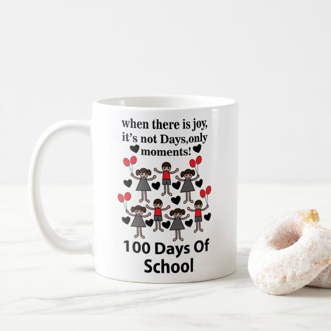 Caneca De Café 100 Dias De Escola (Com Donut)
