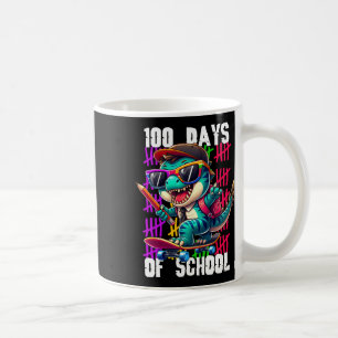 Caneca De Café 100 Dias De Escola Dinossauro Legal De Skate 