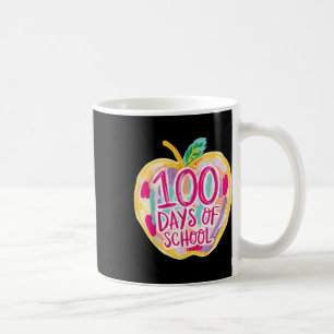 Caneca De Café 100 Dias De Escola Professores Crianças Retro