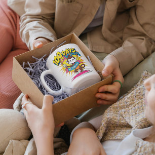 Caneca De Café 100 dias de presente de café divertido em macacos 