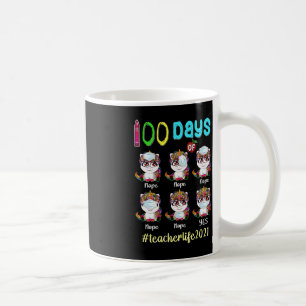 Caneca De Café 100 dias de professor universitário Vestindo másca
