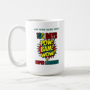 Caneca De Café 100 dias de super aprendizado: estilo de gibis