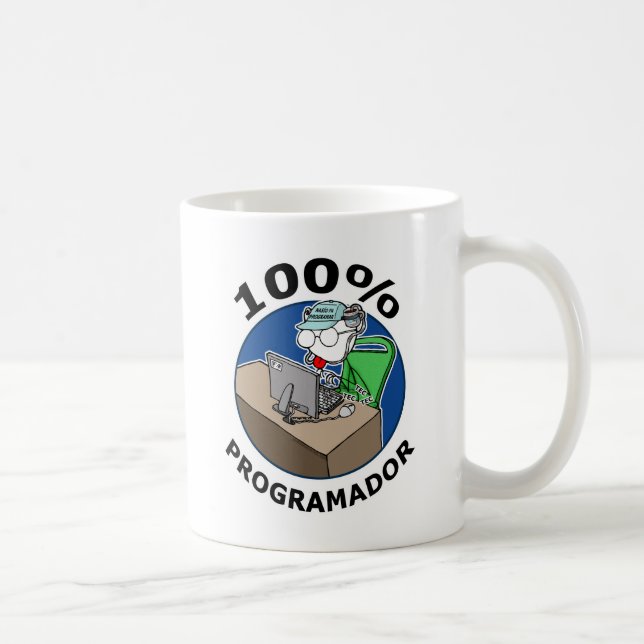 Caneca De Café 100% Programador (Direita)