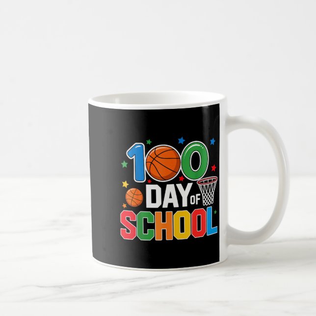 Caneca De Café 100th Day Of School Basketball - Kids 100 Days Of  (Direita)