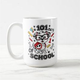 Caneca De Café 101 Dias de Escola Cachorro Fofo de Volta à Escola