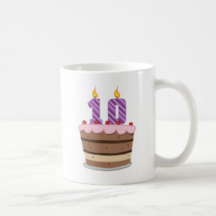 Caneca De Café 10 anos no Bolo de Aniversário