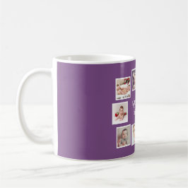 Caneca De Café 10 Colagem De Fotos Com Texto Personalizado Roxo