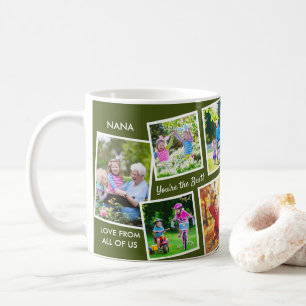 Caneca De Café 10 Colagem de Fotos Verde Avó Personalizada