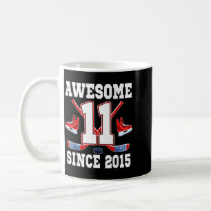 Caneca De Café 11 Anos Incríveis Desde 2015 Tema de Hockey Aniver