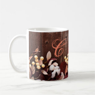 Caneca De Café 11 Oz. Café Mug Cotton Branch on Dark Wood Stem