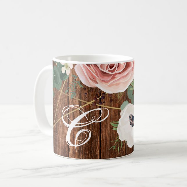 Caneca De Café 11 Oz. Madeira de Rosa de café Mug Geométrica de J (Frente Esquerda)