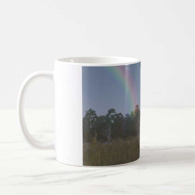 Caneca De Café 11oz mug with "Rainbow on the Meadow" image (Esquerda)