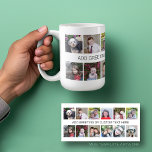 Caneca De Café 12 Colagem de Instagram de Foto com Uma Linha de T<br><div class="desc">Uma simples colagem de fotos com 12 fotos e uma linha de texto no meio. Adicione seus fotos favoritos a este modelo divertido. Você pode usar fotos do Instagram ou quaisquer fotos para esta grade. Este é configurado para 12 fotos e uma área para adicionar uma linha de texto.</div>