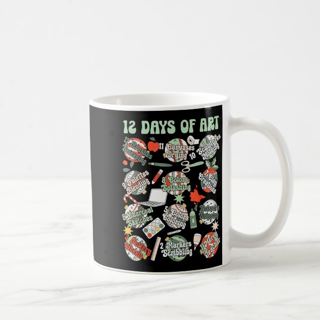 Caneca De Café 12 Days Of Art Teacher Christmas Artists Painter E (Direita)