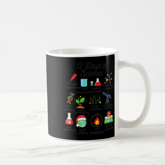 Caneca De Café 12 Days Of Science Funny Science Teacher Christmas (Direita)
