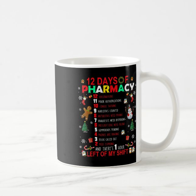 Caneca De Café 12 Dias De Farmácia Farmacêutica De Natal Engraçad (Direita)