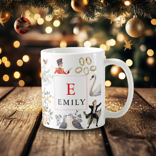 Caneca De Café 12 Dias de Natal Inicial Vintage