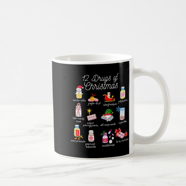 Caneca De Café 12 Drugs Of Christmas Pharmacist Technician Pharma (Direita)