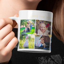 Caneca De Café 12 foto colage LOVE for MELHOR MOM yellow Hearts
