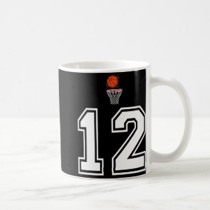 Caneca De Café 12 Números de Estilo de Basquete Vintage White Pre