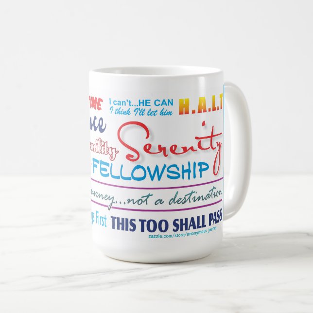 Caneca De Café 12 passos de slogans sobriedade mug 25z3 (Frente Esquerda)