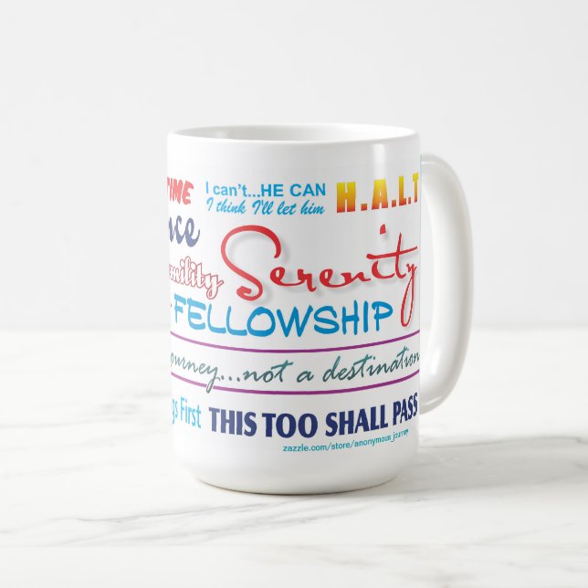 Caneca De Café 12 passos de slogans sobriedade mug 25zz (Frente Esquerda)